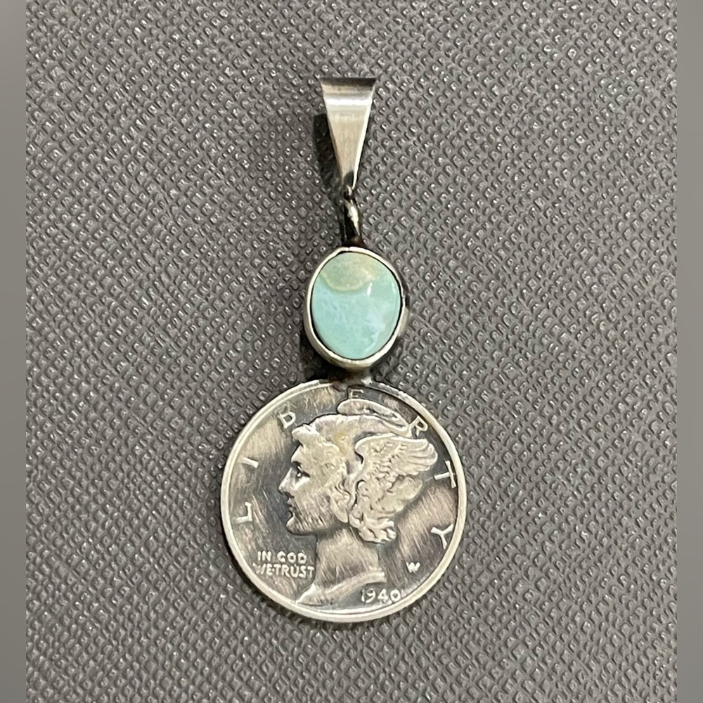 Paul Livingston Mercury Dime pendant Native American Navajo jewelry